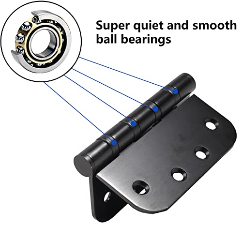 3 Pack Black Heavy Duty 4" X 4 Inch Stainless Steel Silent Ball Bearing Door Hinges With 5/8" Radius Corners, Heavy Duty Interior & Exterior Door Hardware For Left & Right Doors Hinge-Matte Finish #TOP3