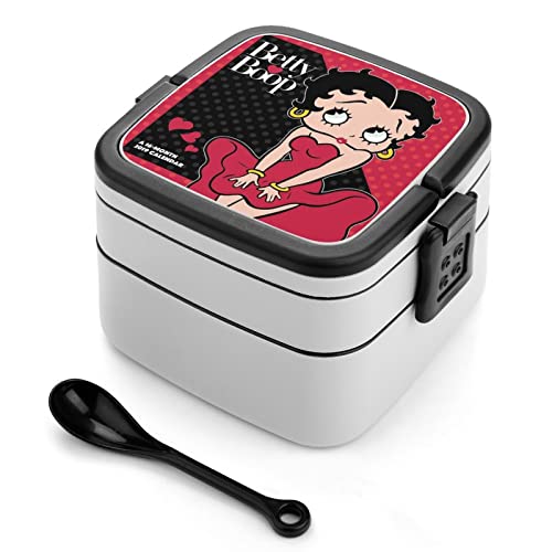 ベティブープ ベティーちゃん 弁当箱 ランチボックス 二段 ふわっと盛れる おべんとう箱 スプーン付き 女性用 男性用 子供用 抗菌 お弁当箱 大容量 高さ11cm *長さ15.5cm *幅13.5cm