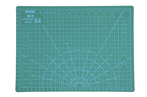 HOME BUY Double Sided Self Healing Eco Friendly 5 Layers Cutting Mat Imperial/Metric (Cutting MAT A/4) with Marked Pattern and Grids (Green)