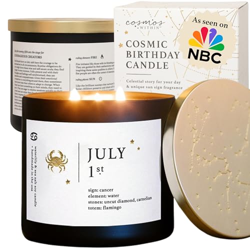 July 1st Personalized Zodiac Candle | Inspirational Astrology Reading and Daily Affirmation for Your Birthdate | Handmade Cancer Candles | Astrology Birthday Gifts for Women