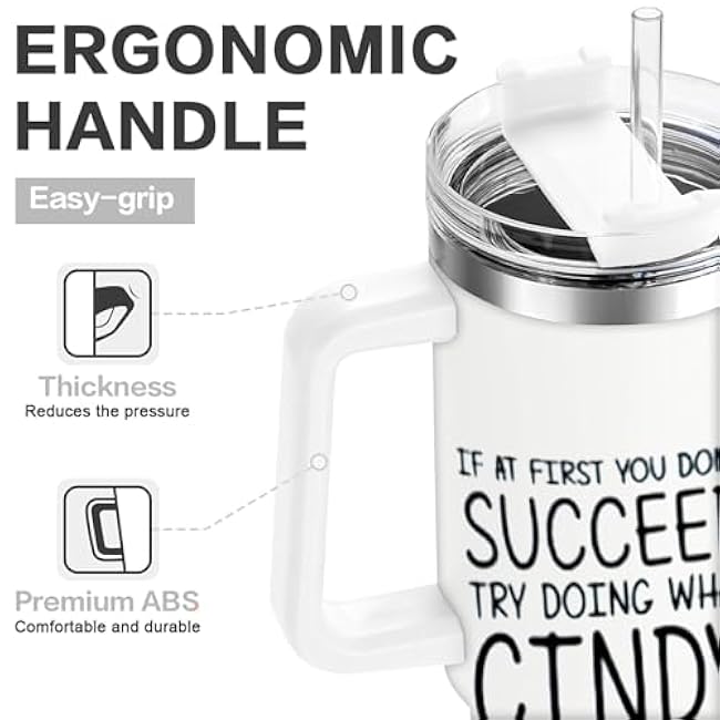 1pc 40oz Cindy Quote Tumbler, Double Wall Vacuum Insulated Travel Mug, Spill Proof Lid, Gift for Dad, Mom, Ideal for Christmas, Mother's Day, Birthday Gift, Coffee Cup