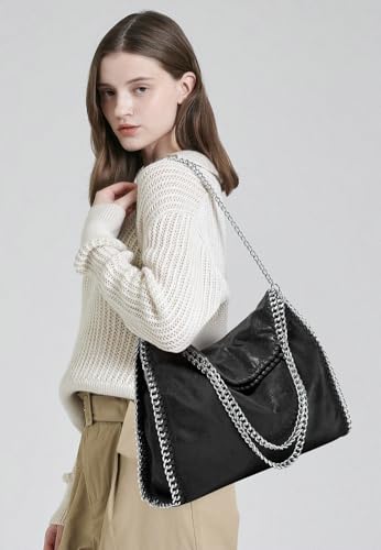 Womens Soft Leather Shoulder Bags Large Y2k Tote Purse Working Top Handle Handbags Foldable4