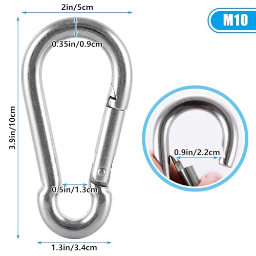 Mosquetones M10 de acero inoxidable 304 con resorte en forma de calabaza (Pack de 8) 2