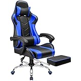 Furmax Gaming Chair Office Chair Ergonomic Racing Style Computer Chair with Footrest High Back Video Game Chair Adjustable Swivel Chair with Headrest and Lumbar Support (Cool Blue)