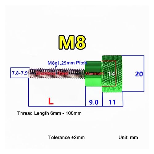 Vis à oreilles M8 pas élevé pour serrer à la main sans outil