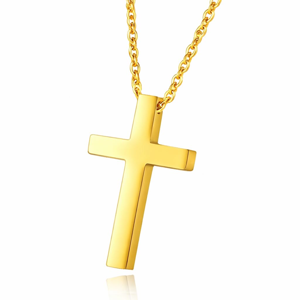 vien Simple Cross Gold Pendant for Boy Girl Thin Neck Women Steel Necklace Sterling Silver Stainless Steel Locket-picture-15