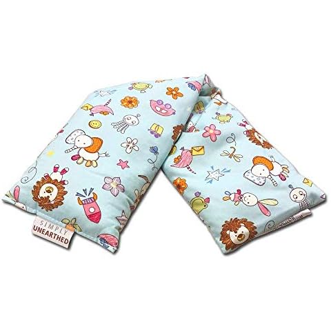 Unscented Natural Microwave Wheat Bag - UK Made - NON Scented Cotton Elephant and friends design Cover