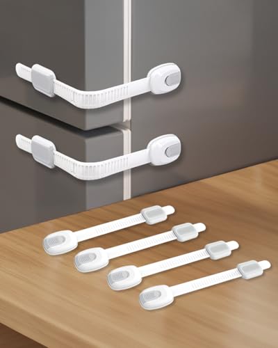 BBsecure 6 Packs Cabinet Locks Baby Proofing, Child Proof Cabinet Locks with 3M Adhesive, No-Drill Child Safety Cabinet Lock, Flexible for Drawer, Door, Fridge, Trashcan, Toilet Seat, Pantry
