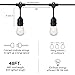 Outdoor String Lights，48 Feet Patio Lights with 15 Vintage Edison Bulbs, Weatherproof Hanging Lights with Heavy Duty Strand for Porch, Garden Party, Indoor and Outdoor Decorations, Warm White