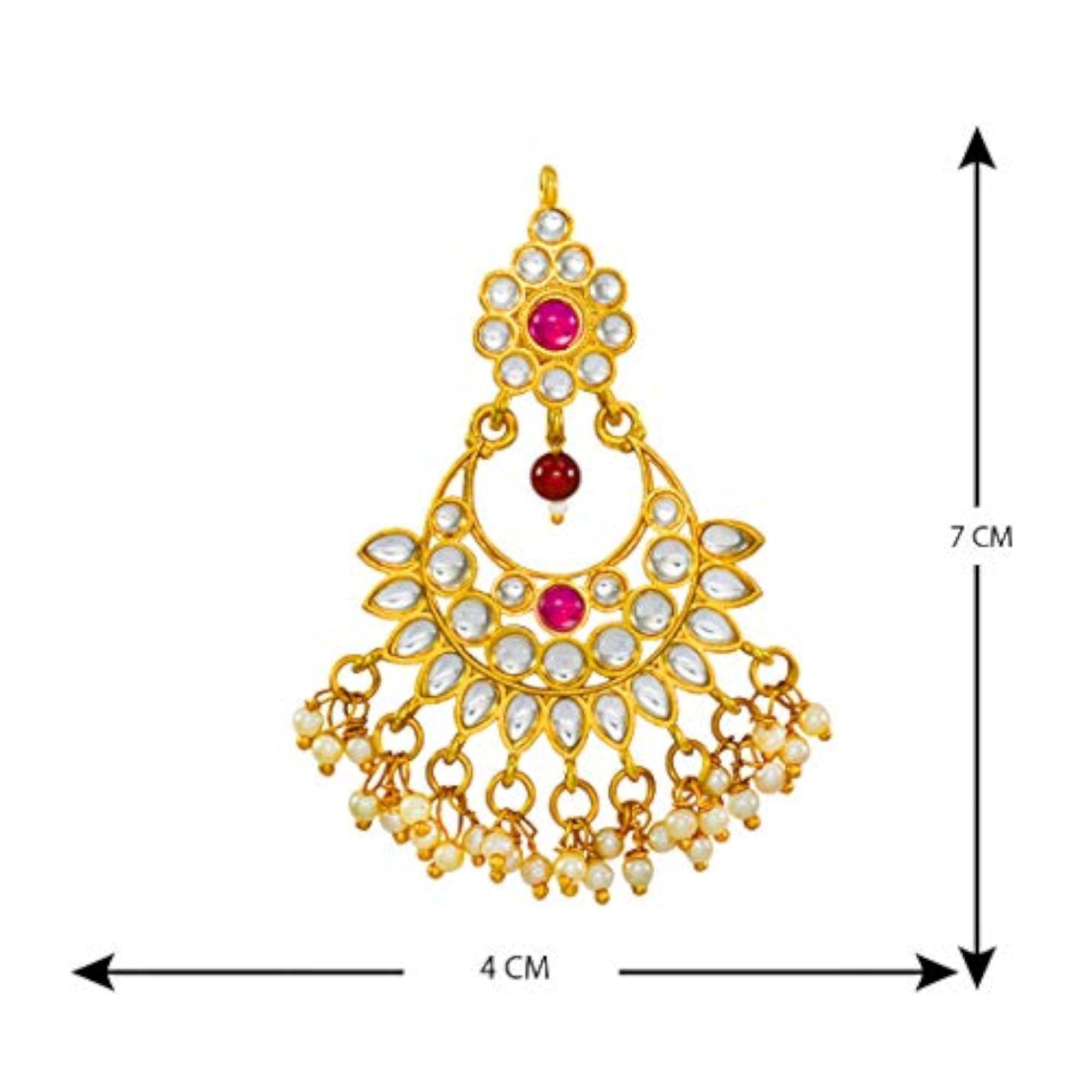 Desire Collection Brass Kundan Earring Tikka Combo Set, Traditional Elegance