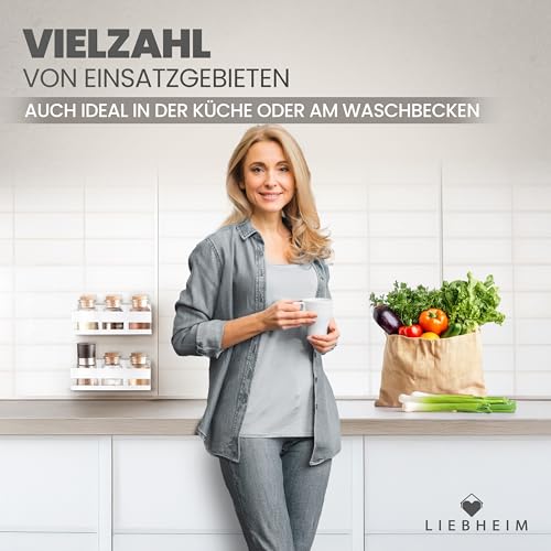 LIEBHEIM Duschablage Ohne Bohren - Badregal - Badezimmer Organizer - Duschregal - Badezimmer Regal - Duschregal Ohne Bohren - Bathroom Organizer - Bad Regal - Duschkorb - Shower Shelf