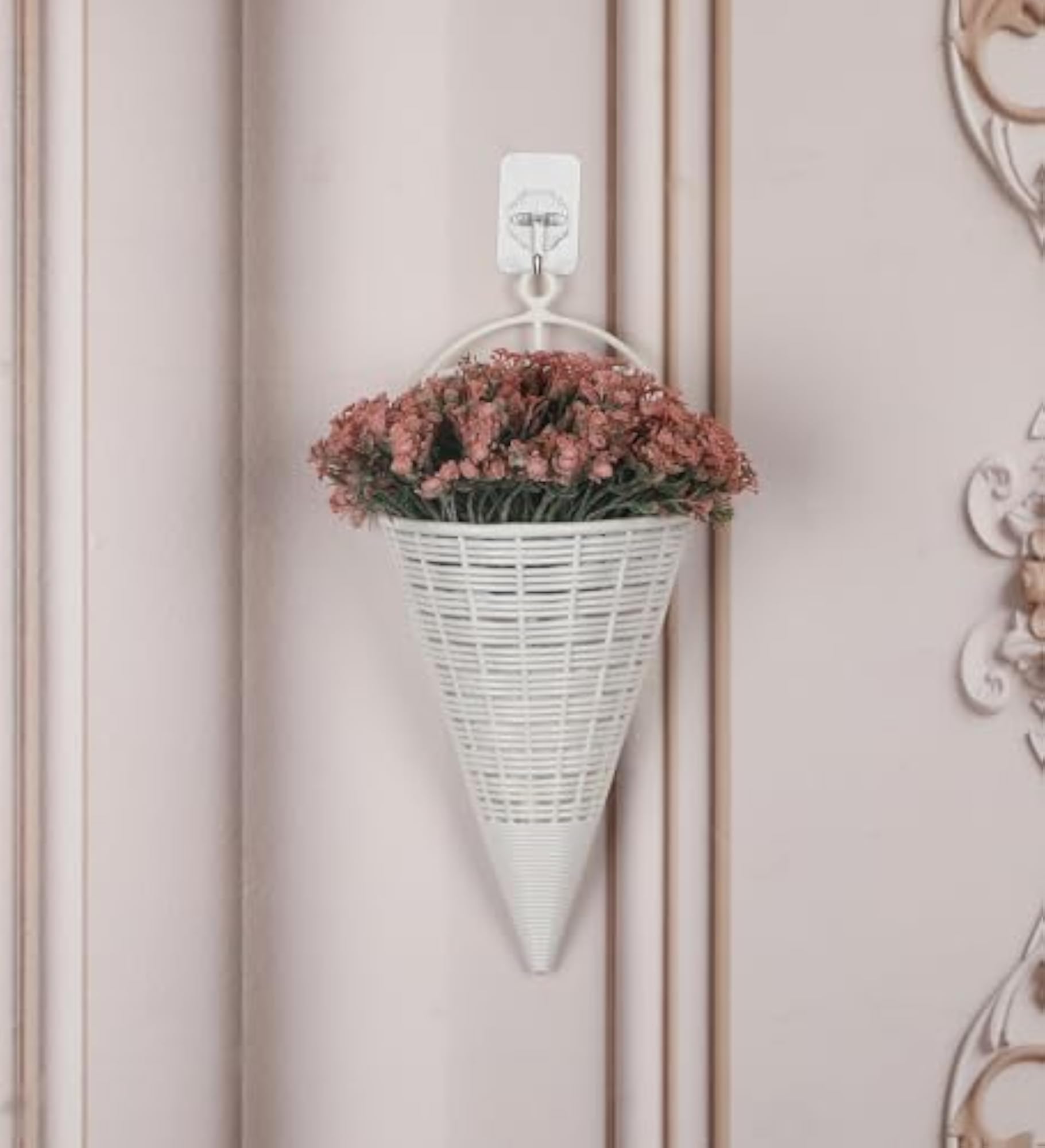 Artificial Wall Plant with Small Red Flowers, 32 cm Tall