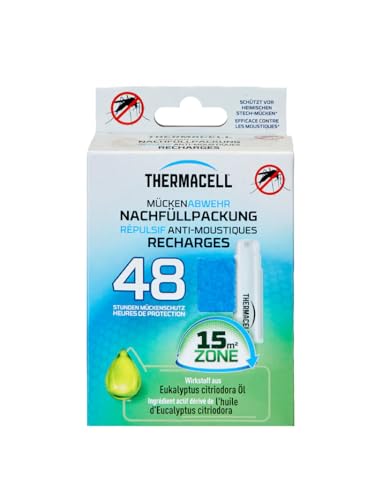 Thermacell R-4 Nachfüllpack - 12 Plättchen + 4 Gaskartuschen für 48h Schutz - Natürlicher Wirkstoff aus Zitroneneukalyptusöl zur Mückenabwehr - 15m Wirkbereich