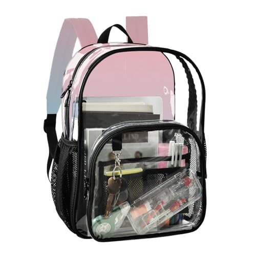 Clear Backpack Women Cute Blush Pink Light Blue Gradient Kids Girls Backpack Boys Approved See through Bag2