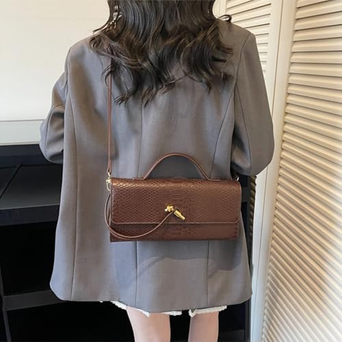 Image of Women Vegan Leather Evening Handbag Crocodile Pattern Handle Clutch Purse Cross Body Envelope Bag
