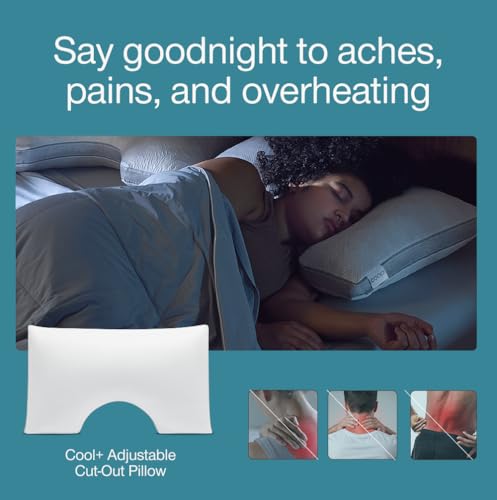 Image of Coop Home Goods Cool+ Cut-Out Adjustable Pillow Queen with Cooling Gel & Shoulder Cut-Out for Head Support, Side Sleeper Pillow, Neck Support for Sleeping, CertiPUR-US /GREENGUARD Gold