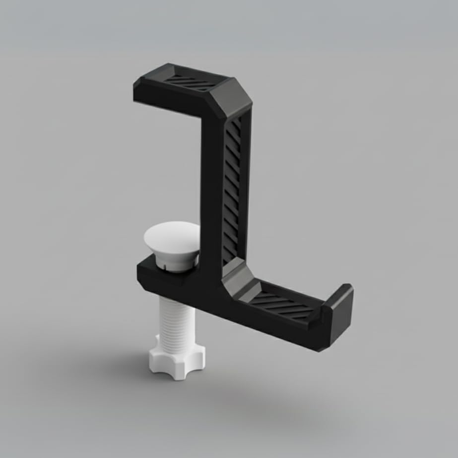 Image of Aesthetic Headphone Hook | Desk-Mounted Headphone Hanger | Durable, Space-Saving & Scratch-Free Stand for Gaming, Office, and Home Setup (Black & White) (Black & White)