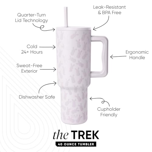 Image of Simple Modern Easter 40 oz Trek Tumbler with Handle and Straw Lid | Cup Holder Friendly Insulated Stainless Steel Travel Mug | Easter Bunnies