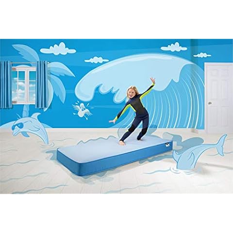 JAY-BE Simply Kids Waterproof Anti-Microbial Sprung Mattress, Steel Spring with Hypoallergenic Airflow Fibre, Blue, Single Cover