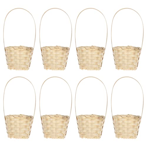 Healeved 8pcs Handheld Storage Basket Woven Basket with Handle Storage Basket Woven Basket Picnic Basket Hamper Basket