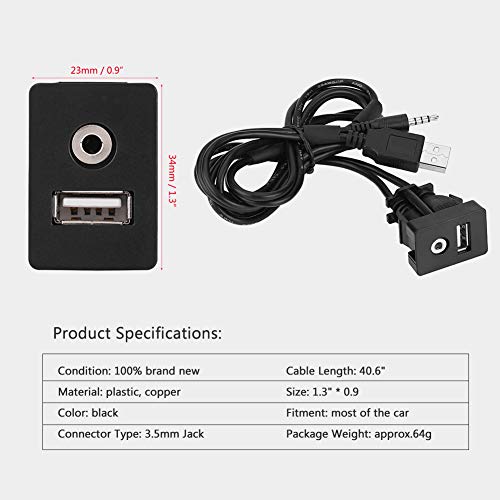 Keenso 1M 3.5Mm Usb 3.0 Aux Extension Mount,Usb Aux Port 3.5Mm Extension Cable For Car,Vehicle,Marine,Boat,Motorcycle #TOP6