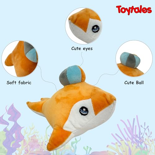 Image of TOYTALES Puffy Fish Plush Soft Toy for Kids | Cute & Cuddly Ocean Animal Stuffed Plush Toy | Huggable, Soft & Fun Companion for Boys & Girls | 24CM (Color May Vary)