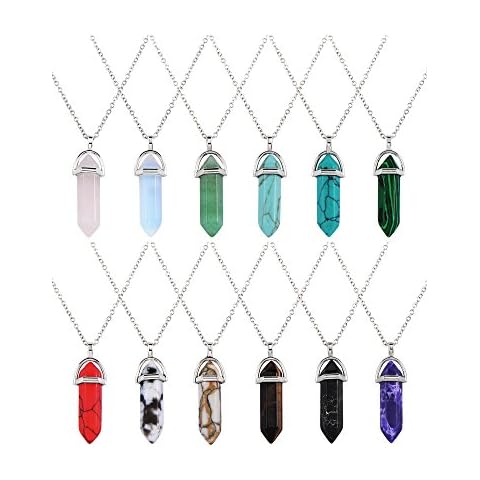 EBOOT 12 Pieces Hexagonal Chakra Crystal Pendant Necklaces Cover