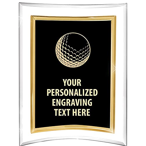 Crown Awards Golf Ball Acrylics - 9" Picturesque Freestanding Acrylic Frame Golf Ball Presentation Award, Free Customization