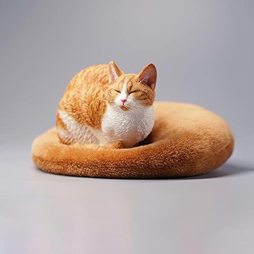 Estatua de Gato Duradero en Resina Naranja para Escritorio miniatura 5