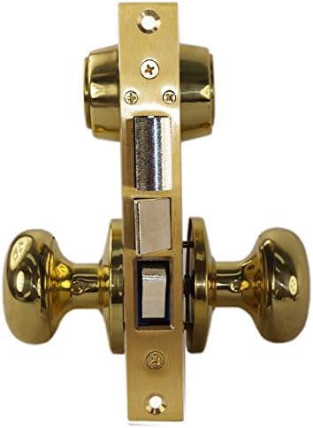 Em-D-Kay 5122 Polished Bras US3 Ornamental Iron Gate Door Double Cylinder Mortise Lock Set with 2-1/2" Backset and 1"X 7-1/8" Faceplate (Left Hand Reverse (for Out-Swing Doors))