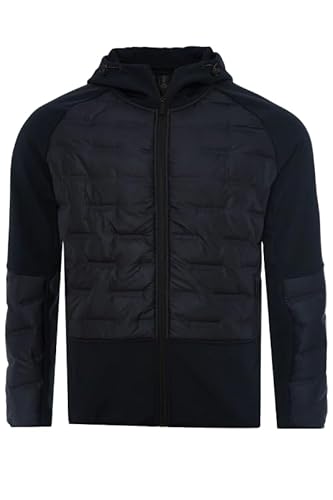 Soulstar Mens Hooded Puffer Jacket, Quilted Padded Full Zip Coat with Full Sleeve, Dark Navy Colour, UK Size - M
