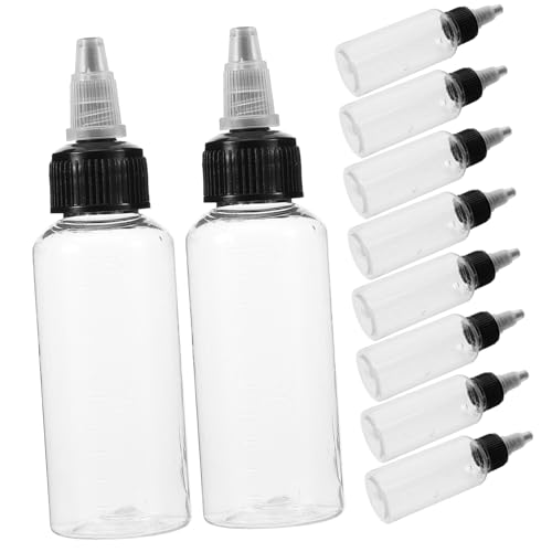 VALICLUD 10pcs Plastic Bottles with Caps for Paint Airbrush and Liquids Durable Leak Easy to Use for Organizing and Mixing Colors