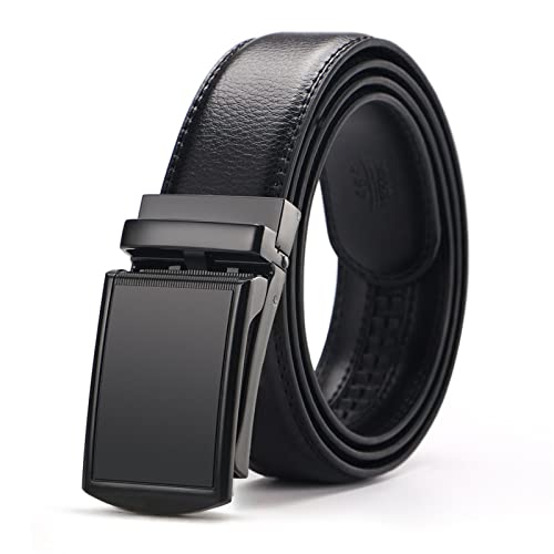 Ceinture jean homme boucle cliquet noire ajustable 110-130cm style décontracté