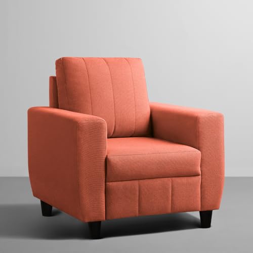 Image of Sleepyhead Bae - 1 Seater Sofa Chair, Premium Fabric | Space-Saving Design | Comfort & Easy Maintenance | 3 Years Warranty | Stylish Single Seater for Living Room - Ember Orange