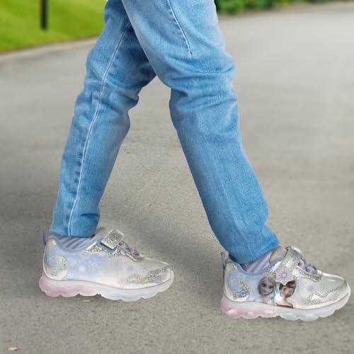 Disney Frozen Led Light Up Shoes For Girls - Princess Anna And Elsa Lightweight Breathable Tennis Running Sneakers thumb #2