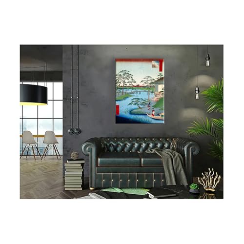 Impression sur toile avec cadre Ando Hiroshige Mokuboji 40x30cm
