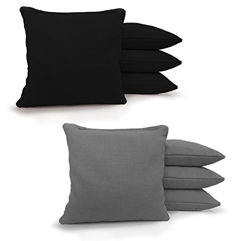 Johnson Enterprises, LLC 8 Standard Corn Filled Regulation Duck Cloth Cornhole Bags! 17 Colors (You Pick)!! (Black/Grey)