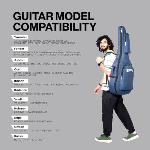 Image of Baritone Nylon Luggage Acoustic Guitar Gig Bag Cover Padded For All Guitar Like Yamaha FS80C, F280, F310, F370, F620, APX600, CPX600 (Blue)