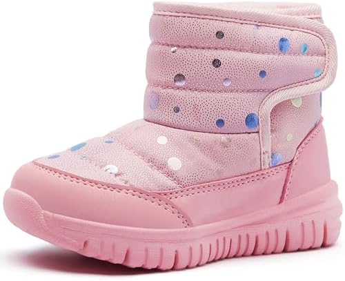（18:30時点） [MAYCY] スノーブーツ キッズ ウインターブーツ ベビー 女の子 男の子 スノーシューズ 子供 雪遊び アウトドア 冬用 靴 雪用 ブーツ 裏ボア 防水 防寒 滑り止め 軽量 ピンク 13