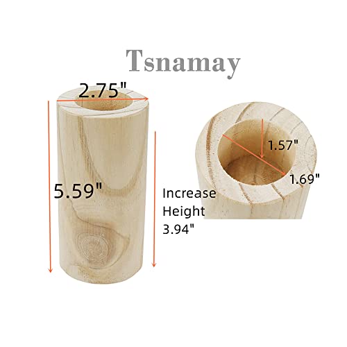 Tsnamay 4Pcs Cylinder Wood Bed Risers Furniture Risers Wooden Solid Original Color For Diy Painting Sofa Couch Chair Table Increase Legs Inner Dia.1.69",Increase Height 3.94" Inches #TOP1