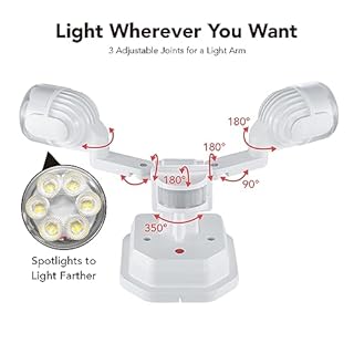 OREiN Motion Sensor Outdoor Lights, 450° Superwide Adjustment Dimmable Dusk to Dawn Flood Lights Outdoor, 5000K/12W (150W Equiv) Outside LED Security Lights IP65, White (Hardwired)