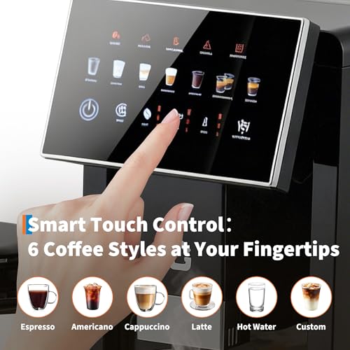 Image of 3rd-Gen Espresso Coffee Maker with Milk Frother - Removable Brewer /Grinder, Adjustable Coarseness /Flavor, 3-Level Coffee /Milk Volume, Detachable Milk Tank for Home Baristas, Black Spray Paint