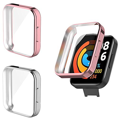 Dotoen Protection Écran Compatible avec Xiaomi Mi Watch 2 Lite,Housse de Protection en TPU Souple Protecteur Case Cover pour Xiaomi Mi Watch 2 Lite (ou rose&argent) Cover