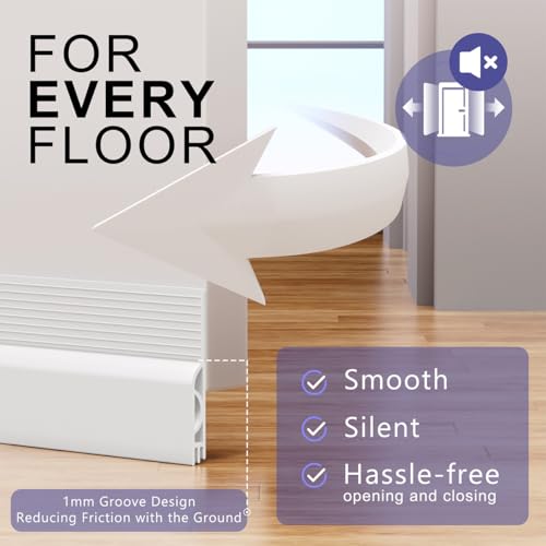 Image of Door Draft Stopper, Adjustable Door Sweep, Silicone Weather Stripping, Under Door Gap Filler, White, 39 inch