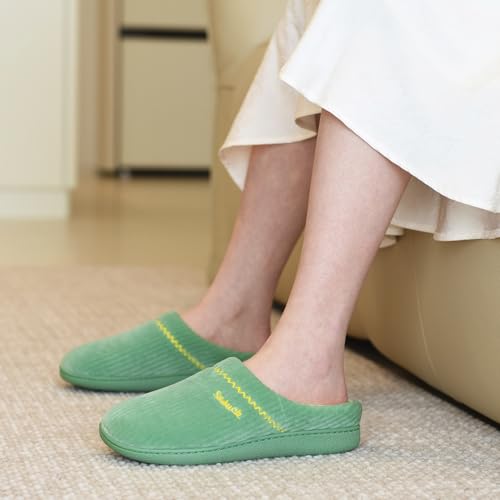 Image of House Slippers for Women with Arch Support | Memory Foam Non-Slip, Two Tone Embroidered Soft Home Slippers, All Season Comfort