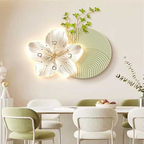 Horloge murale silencieuse sans tic-tac applique fleur 3D salon