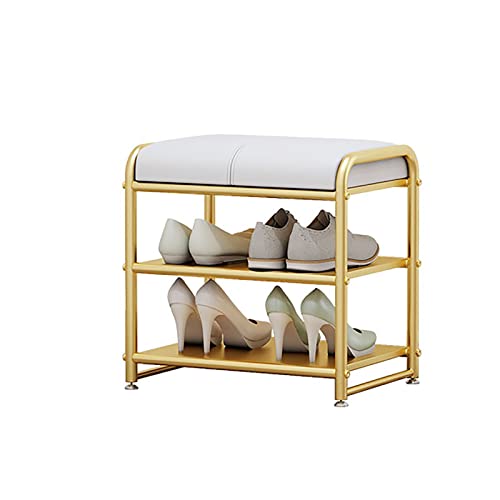 Meuble à chaussures sur pied avec banc intégré étagère métallique compacte de salon
