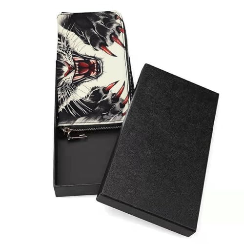 Tiger Claws Clutch Wallet Wristlet Long Handbag PU Leather with Card Slots Cash Coin Pocket for Women Men3