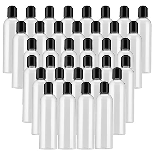 With Disc Top Caps, Refillable Clear Travel Squeeze Lotion Bottles Containers With Black Bulk Disc Cap For Shampoo, Body Wash, Creams, Soap