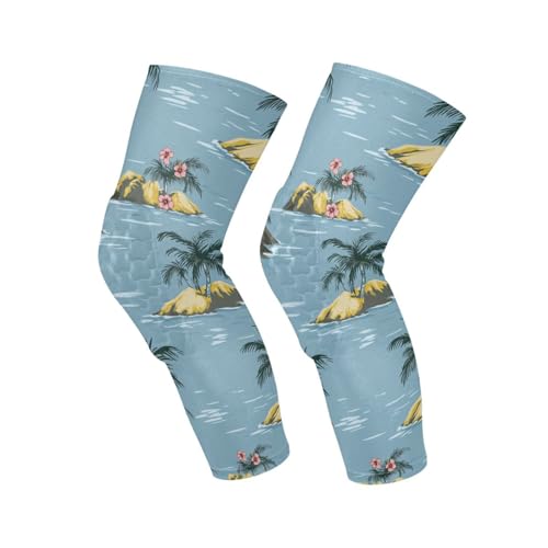 JUNZAN Tropical Trees Basketball Knee Pads for Youth Kids Wrestling Knee Pads with Sleeves Sport Kneepads for Volleyball Football Teal Blue